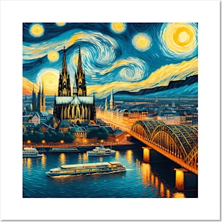 Cologne, Germany, in the style of Vincent van Gogh's Starry Night Posters and Art